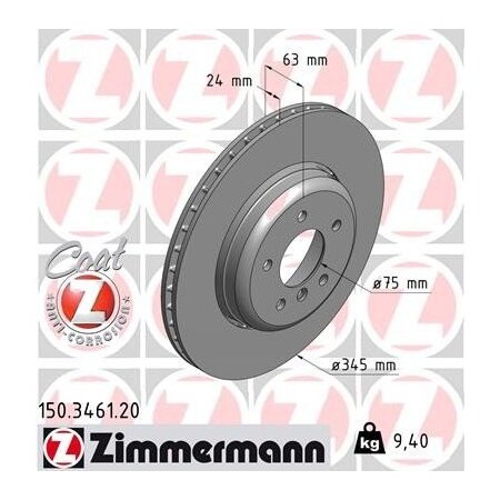 Zimmermann Brake Disc - Standard/Coated, 150346120 150346120